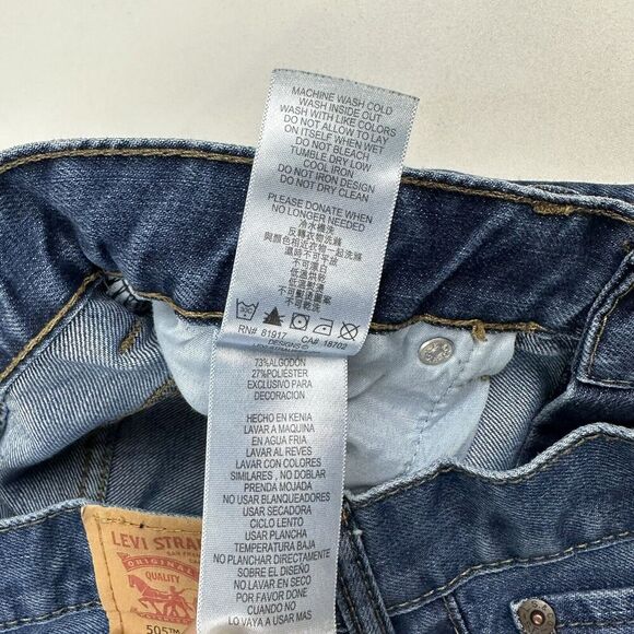 Levi's Boys 505 Regular Fit Straight Leg Denim Blue Jeans Sz 16 Actual 29x31 - Picture 7 of 9